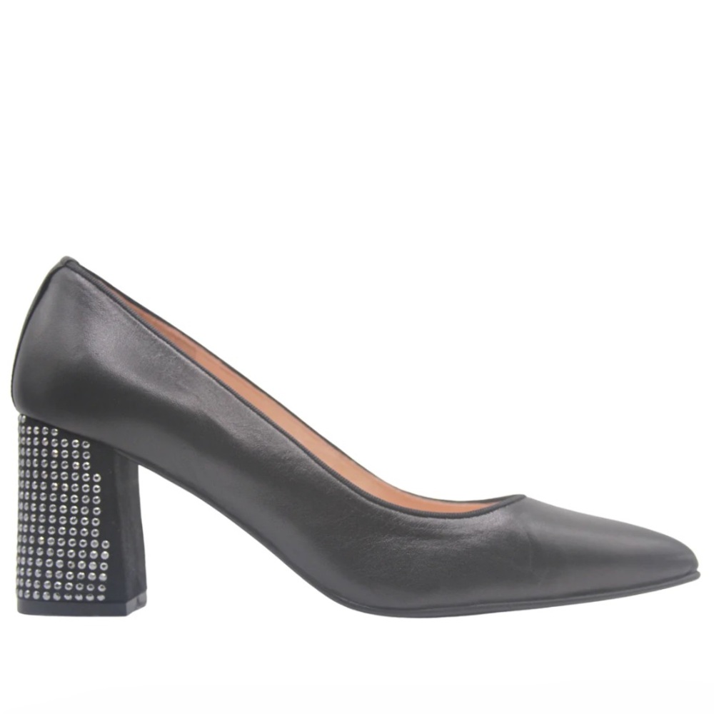French Sole fs/ny Black Suede Rhinestone Heel Pointed Toe Pumps Size 6.5B